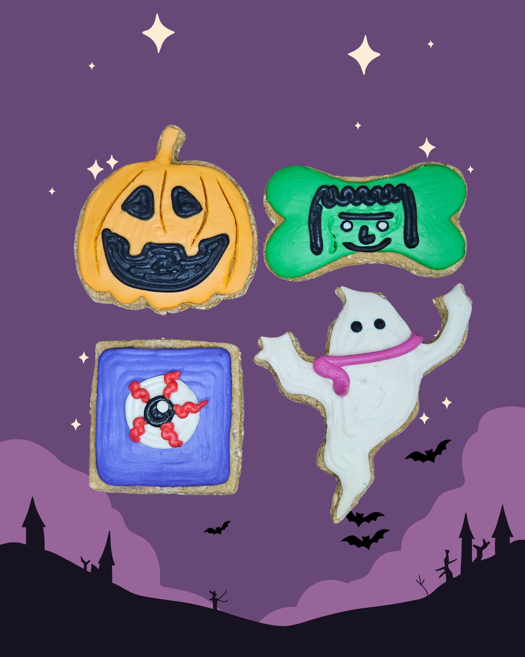 halloween theme  dog cookies ( set of six )